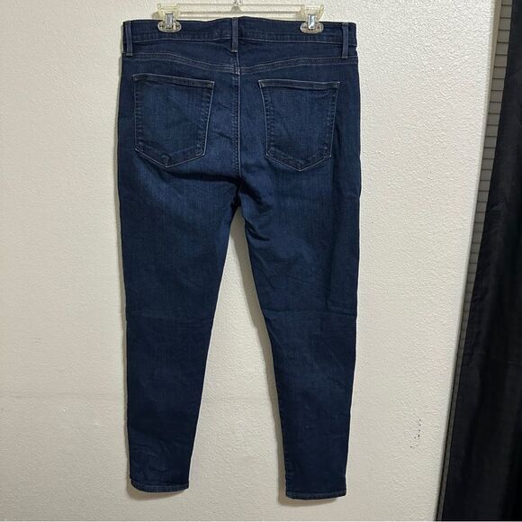LOFT Size 31 / 12 Dark Wash Skinny Denim High Rise Ankle Snap Jeans - Picture 5 of 10
